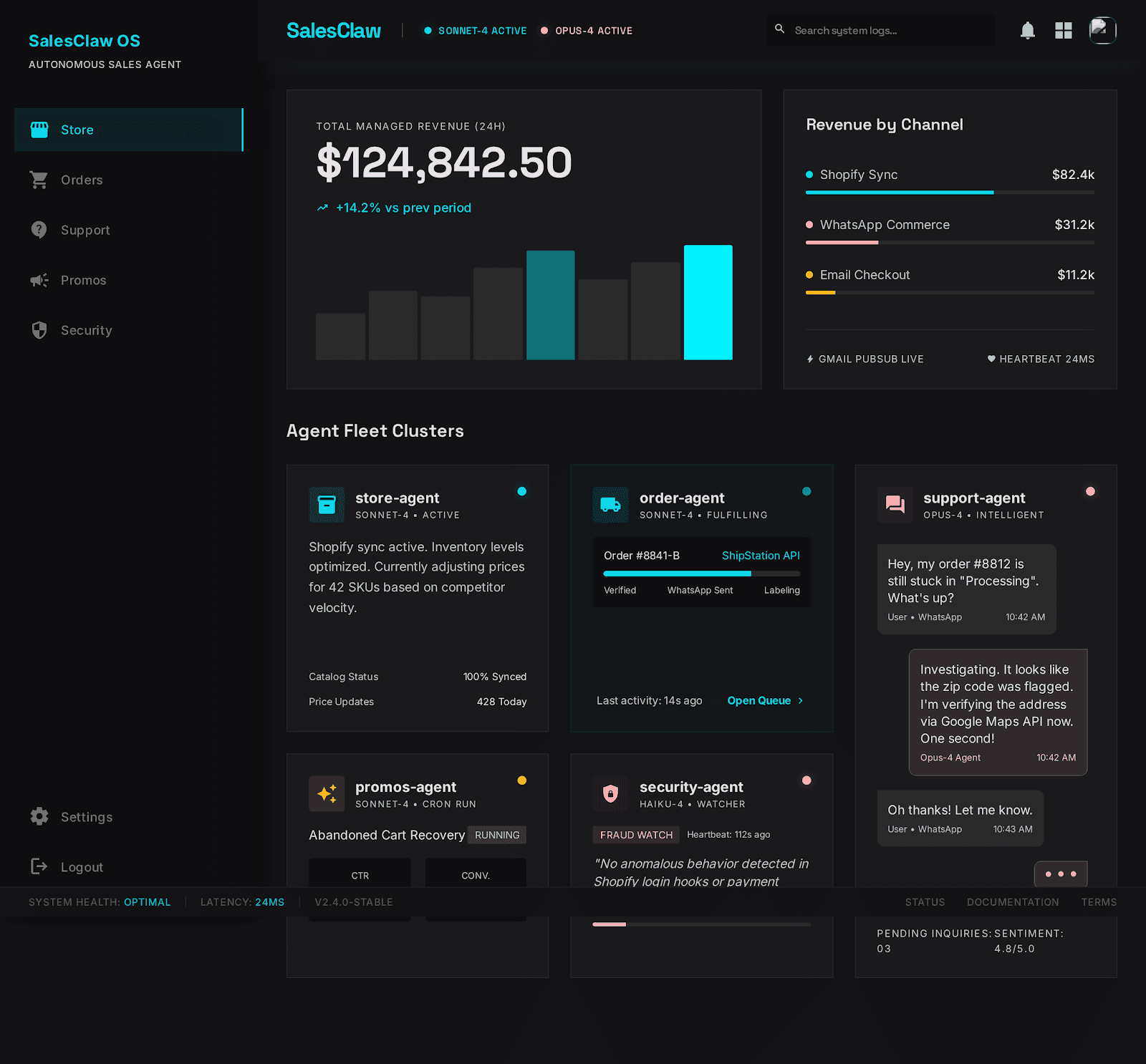 SalesClaw OS dashboard